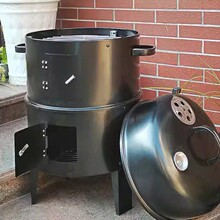 批发家用立式多层烟熏烧烤炉 BBQ双层烟熏烧烤炉野炊木炭焖烤炉