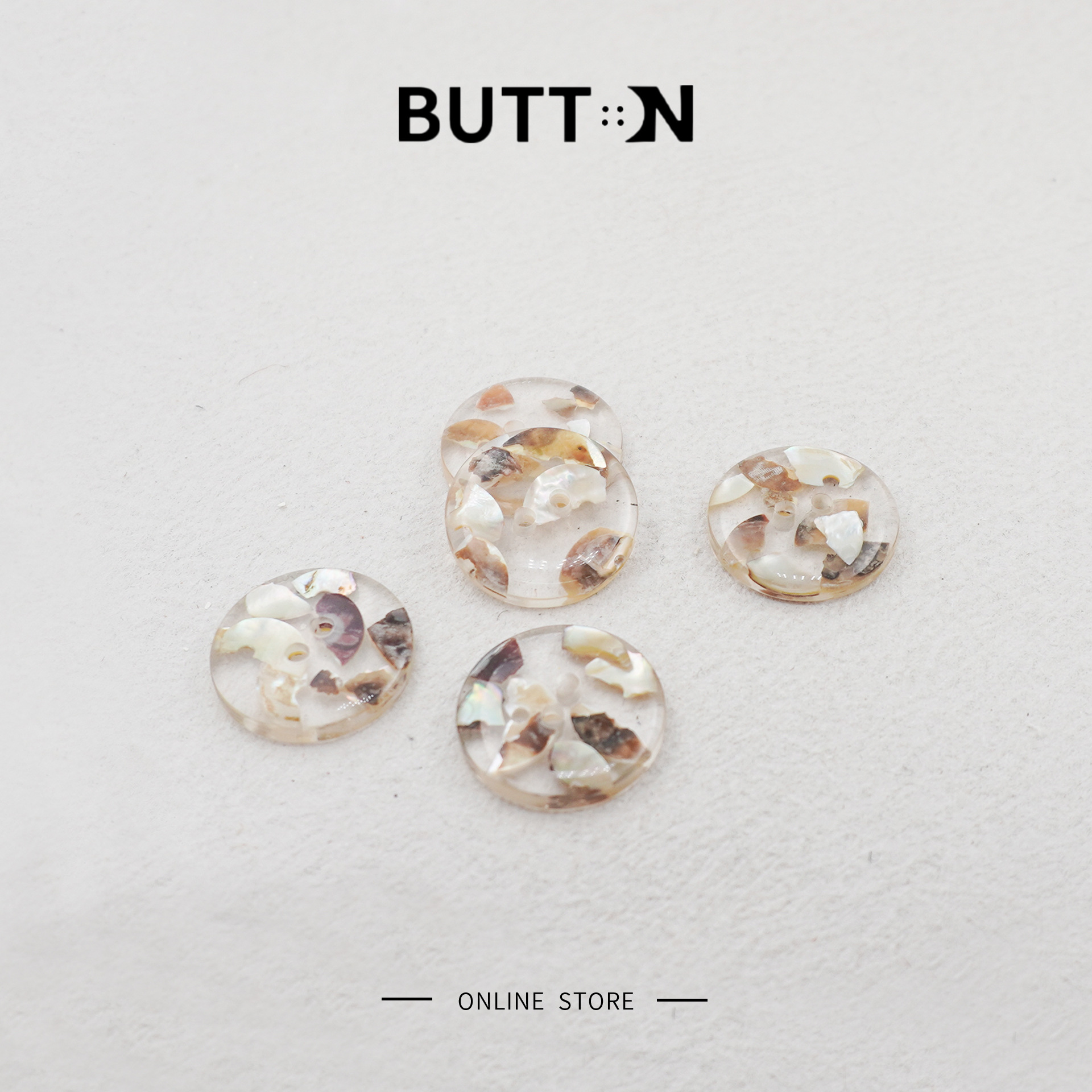 百搭透明树脂两眼纽扣贝壳碎片 毛衣开衫衬衫连衣裙装饰纽扣