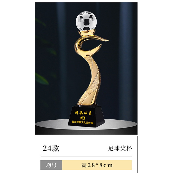 Fútbol Trofeo de cristal Creativo Tirador Deportivo Juegos Mundiales Torneo Medalla de resina Premios de equipo árbitro