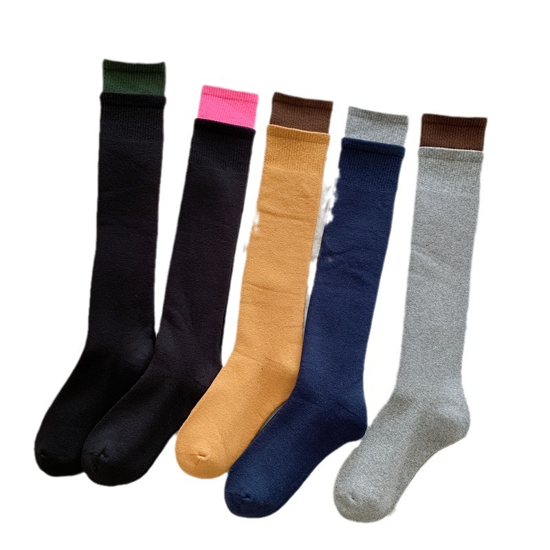 Autumn winter thick looped color blocked calf Korean Instagram internet famous double ribbed warm and slimming JK long_voghion.com
