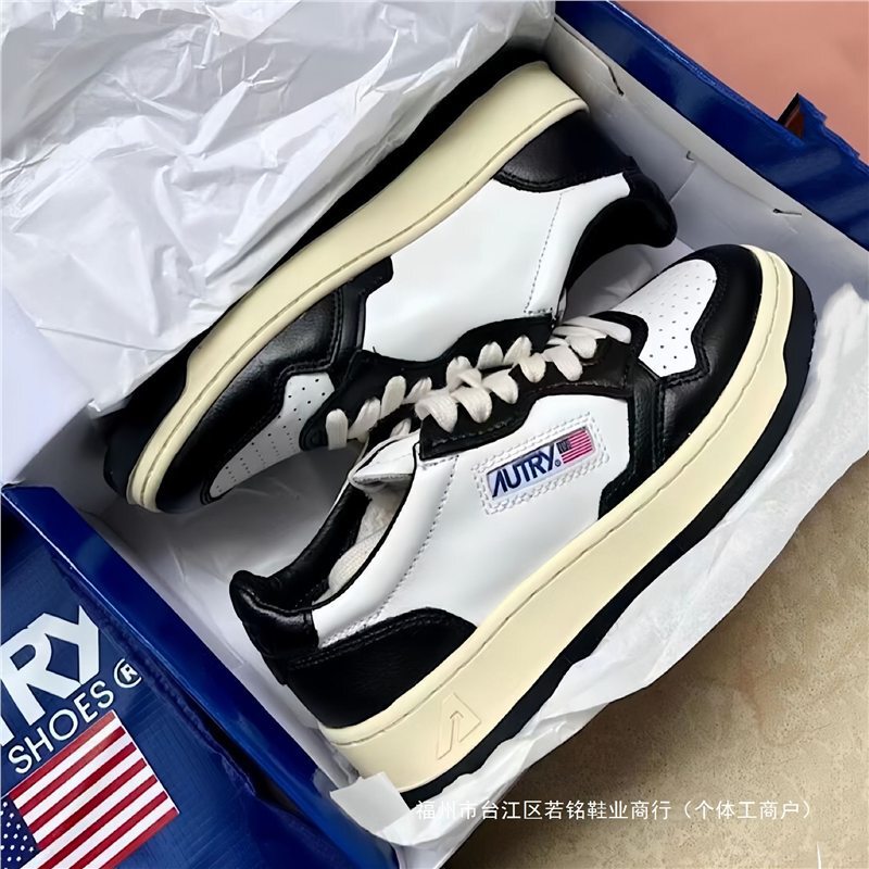 Cross-Border Women's Shoes 2025 New Black and White Panda Color Matching Shoes Sneakers Thick-Soled Lace-Up Casual Shoes Autry White Shoes Cross-Border Women's Shoes 2025 New Black and White Panda Color Matching Shoes Sneakers Thick-Soled Lace-Up Casual Shoes Autry White Shoes