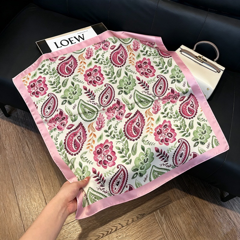 Colección 70*70 nuevo estilo bufanda de seda azul sensación de alta calidad imitación bufanda cuadrada de seda moda todo-fósforo bolsa atada bufanda de pelo