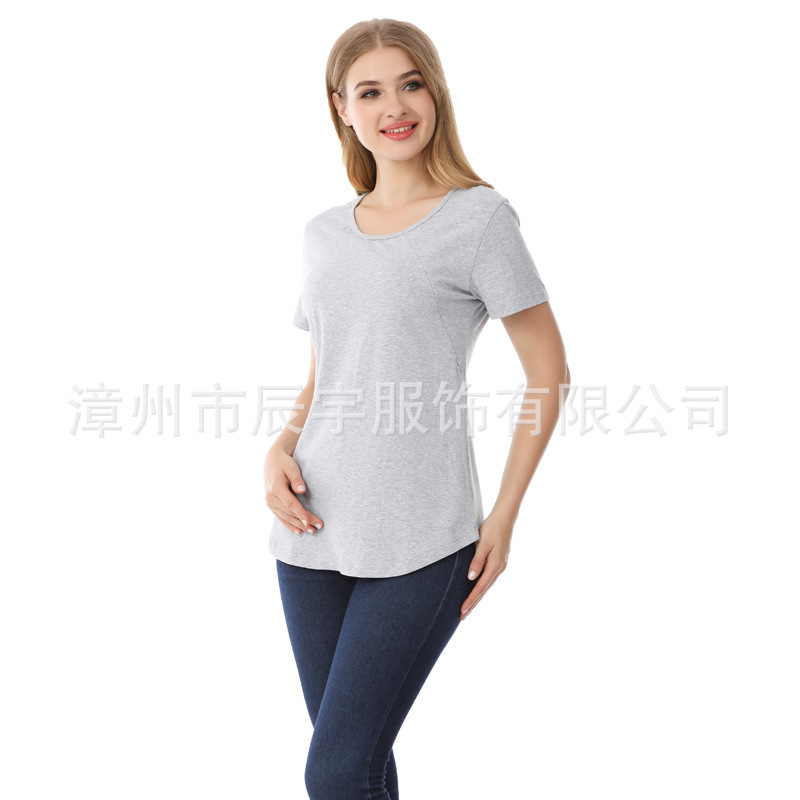 国境を越えた欧米の妊婦の上着の授乳服の外でゆったりした妊婦の半袖tシャツを着て、夏服の大きいサイズのS-5XLをあげます。|undefined