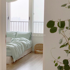 5YA1 wholesale mint green set~ins pure cotton pillowcase, cotton quilt cover, washed cotton bed sheet, spring four pieces