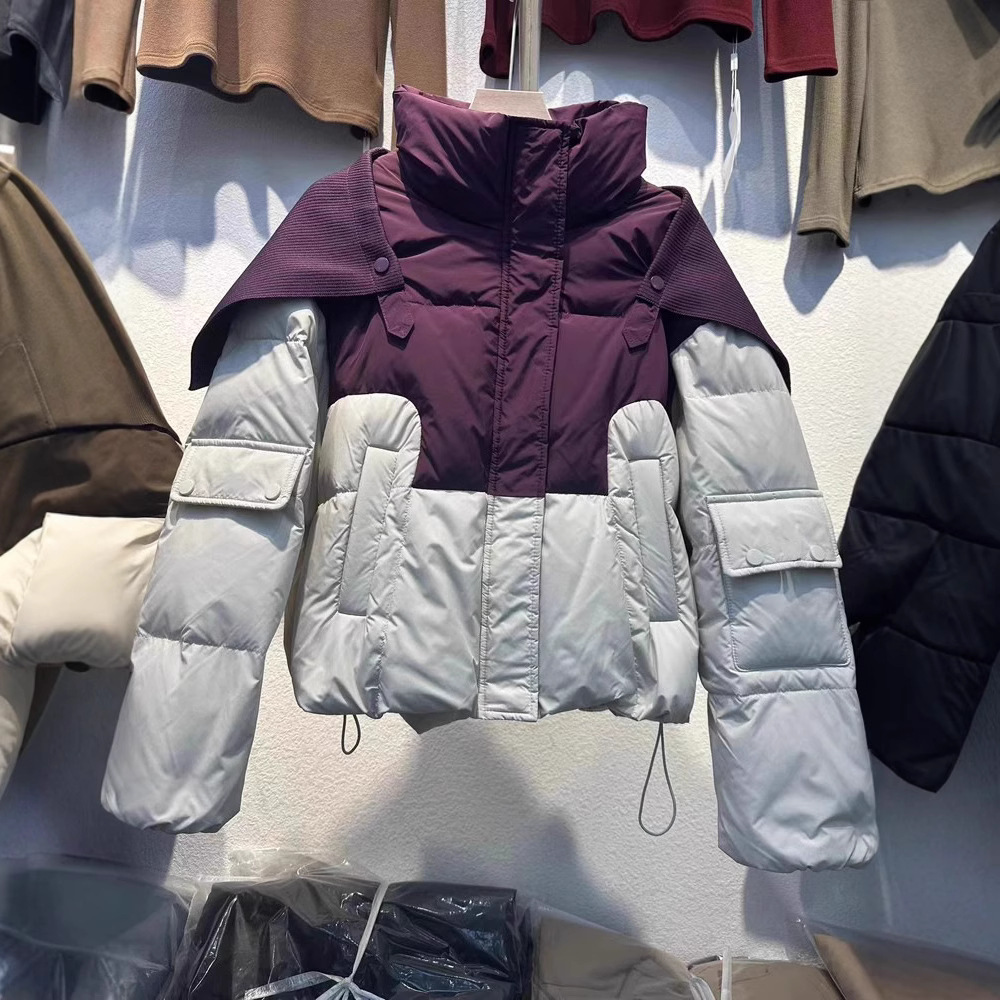 2025 invierno nuevo algodón de mujer estación europea de moda hombre pequeño pan corto algodón chaqueta de algodón personalidad de contraste de color image 1
