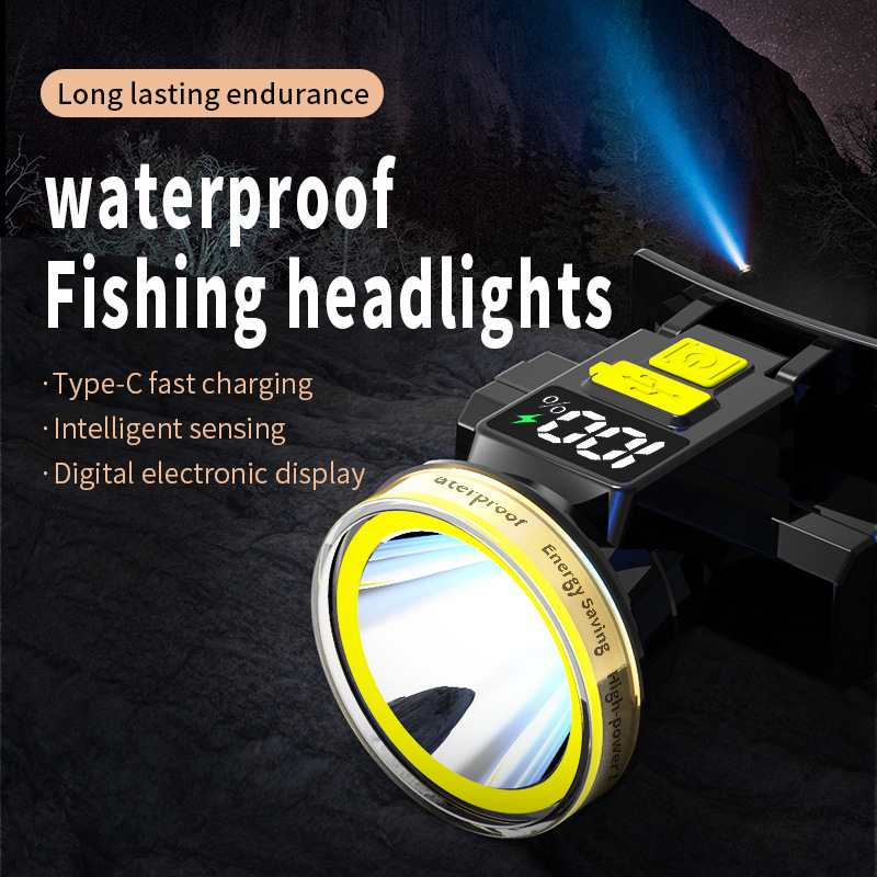 Luz brillante ultra larga duración al aire libre gran capacidad faro de pesca de litio montado en la cabeza LED luz de mina impermeable al por mayor
