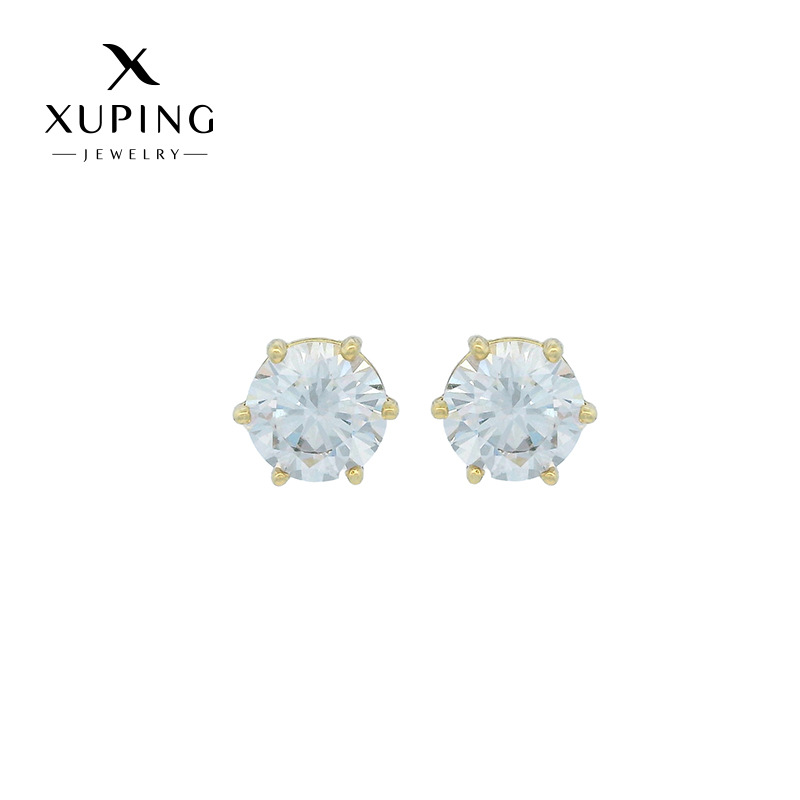 Pendientes de circonita de seis puntas de nuevo estilo Xuping para mujer, diseño sencillo estilo INS, pendientes básicos versátiles.