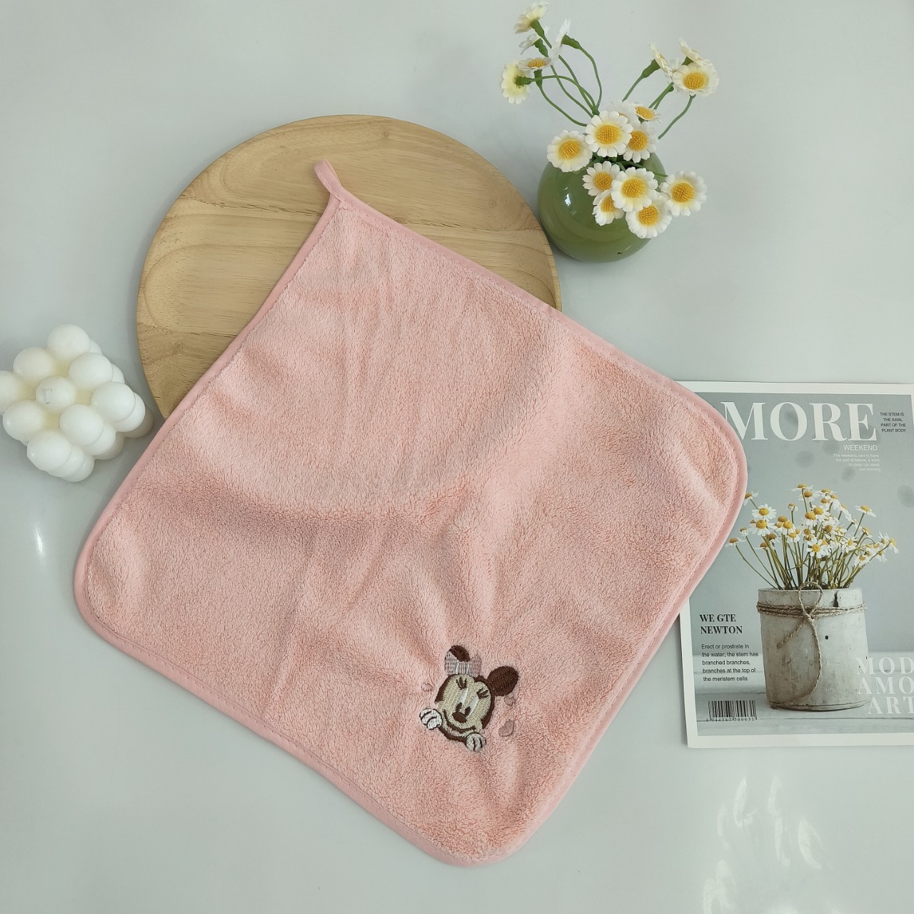 Toalla cuadrada para bebés bordada caricatura coral toallas de peluche absorbente suave secado rápido toallas de lavado de la cara para jardín de infantes