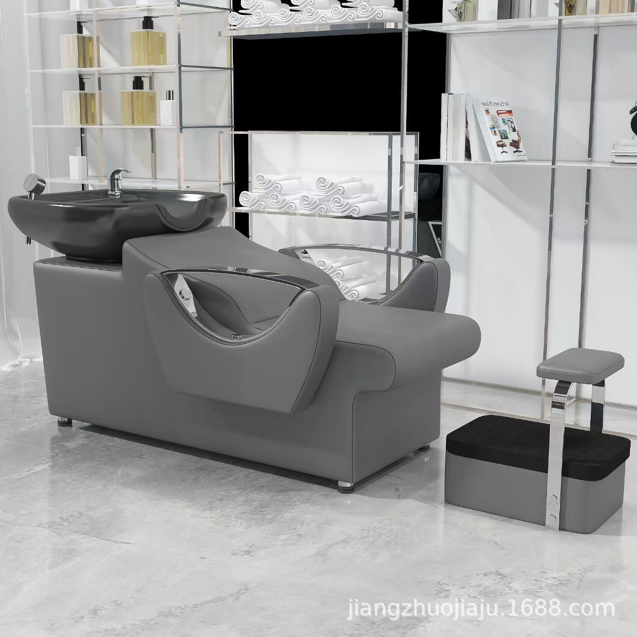 Red en línea lavabo de cerámica lavabo de cabello salón de pelo sillón lavabo de cabello cama de lavado de agua lavabo de cabello barbería cama de lavabo de cabello cómodo