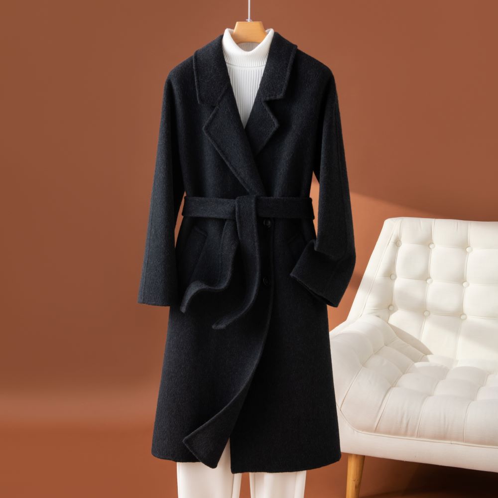 Demi-season classic long woolen woolen coat