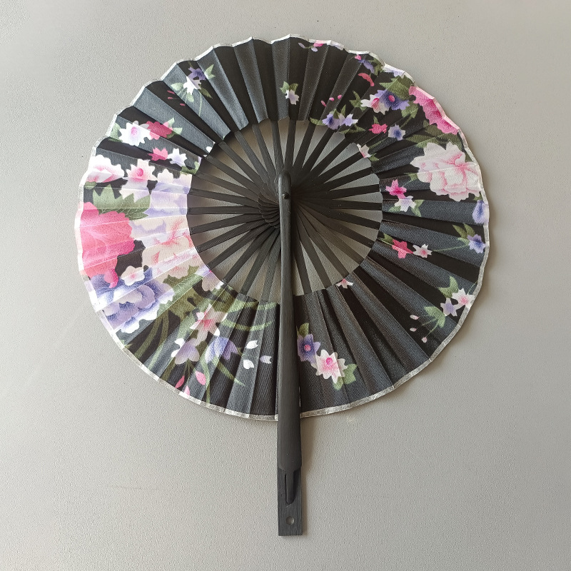 Fábrica de bambú reunión chino antiguo ventilador molino ventilador japonés plegable mango largo ventilador anime danza plegable ventilador al por mayor