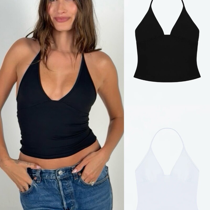 Tankair original triangle cup V-neck halter top, Hailey-style backless fitness camisole, sexy style top Tankair original triangle cup V-neck halter top, Hailey-style backless fitness camisole, sexy style top