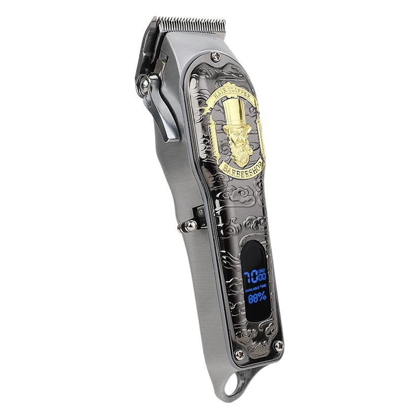 Retro metal cortapelos USB recargable eléctrico Clipper pantalla LCD profesional aceite cabeza Clipper transfronterizo exclusivo