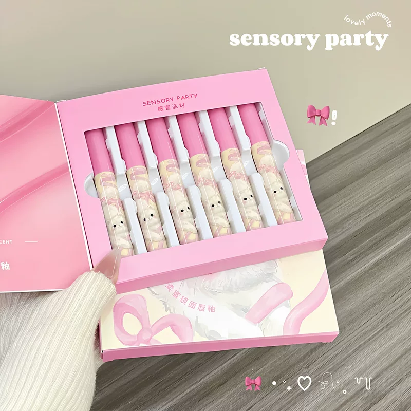 Набор блесков для губ Sensory Party, водостойкий праймер для макияжа, зеркальный эффект