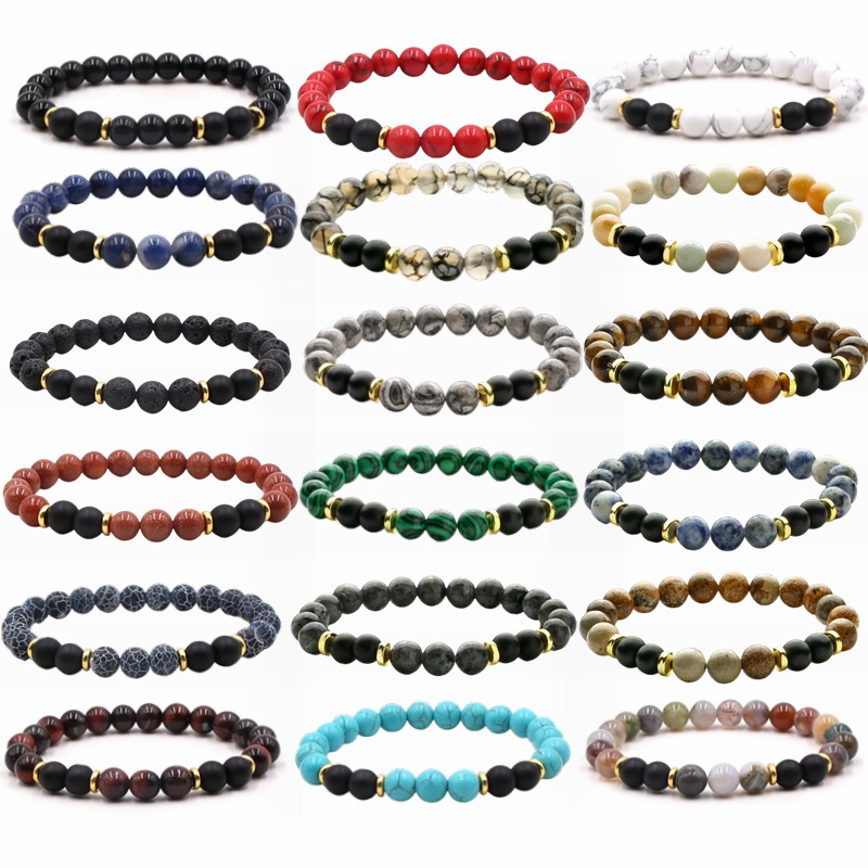 Fábrica de comercio exterior nuevos productos enumerados accesorios de joyería 8mm piedra personalidad pulsera Ojo de Tigre turquesa pulsera Amazon