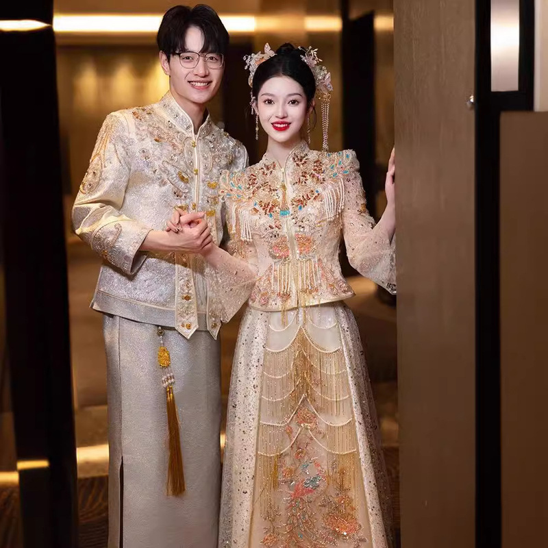 Luxurious and Sophisticated Xiuhe-Style Bridal Gown for Women, New Chinese-Style Wedding Dress for Summer 2026