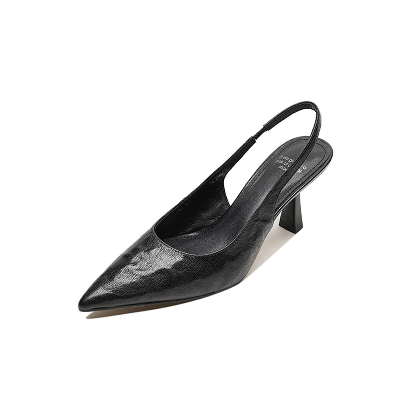 Sandal cao gót nữ mũi nhọn hở gót, da cừu, phong cách Hàn Quốc đơn giản — đen chi tiết 27