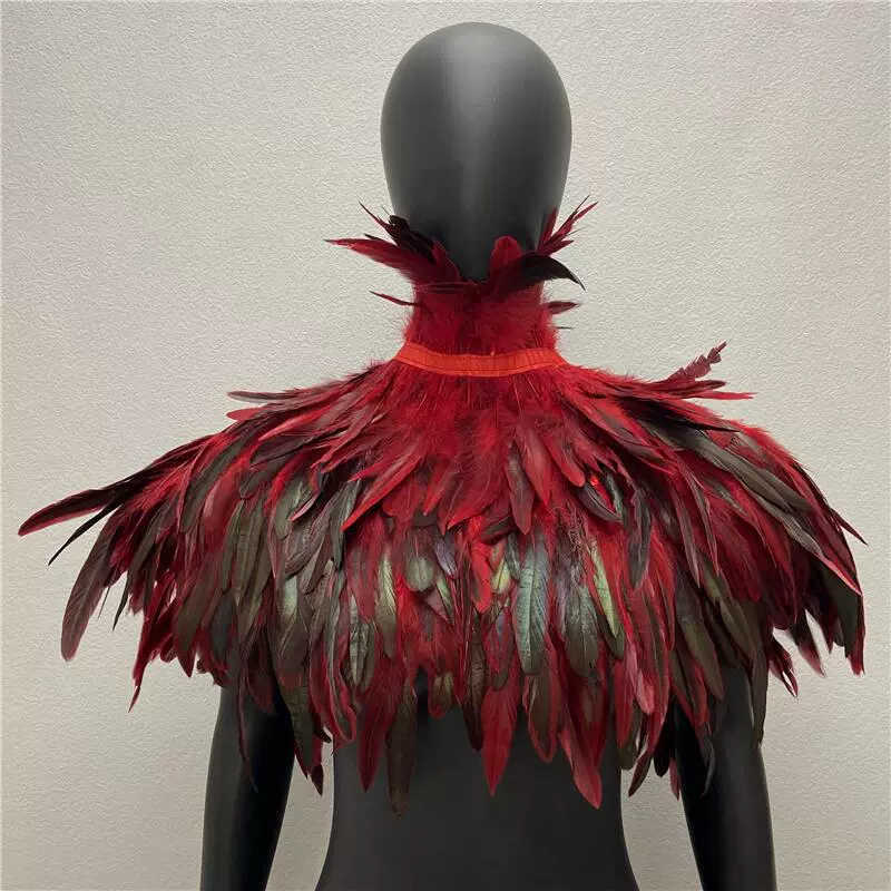 Feather Cape Collar, 120 cm, Multi‑color Costume Accessory (includes white goose feathers)