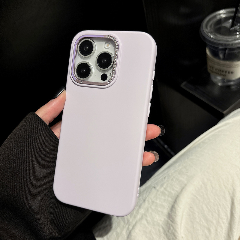 Apple 16ProMax 液体シリコーンメタルドットダイヤモンドフレーム iP16 携帯電話ケース 16Pro フラッシュダイヤモンドレンズに適しています。|undefined