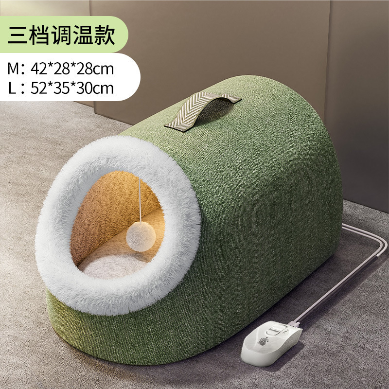 Huyihe 猫の巣冬暖かい密閉型恒温加熱猫ハウス猫四季ユニバーサル電気毛布冬ペット|undefined