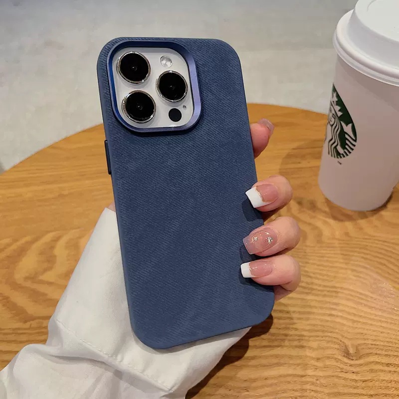 Patrón de tela de fibra de color sólido simple para iPhone15ProMax para hombres y mujeres 13 funda para teléfono móvil 12 Apple 14 atracción magnética