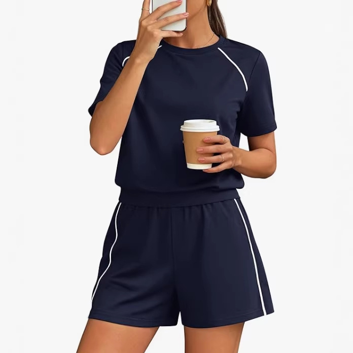 2026 Cross-Border Amazon Spring and Summer Women's Casual Suit Shorts Set Travel Beach Vacation Outfit Two-Piece Set 2026 Cross-Border Amazon Spring and Summer Women's Casual Suit Shorts Set Travel Beach Vacation Outfit Two-Piece Set