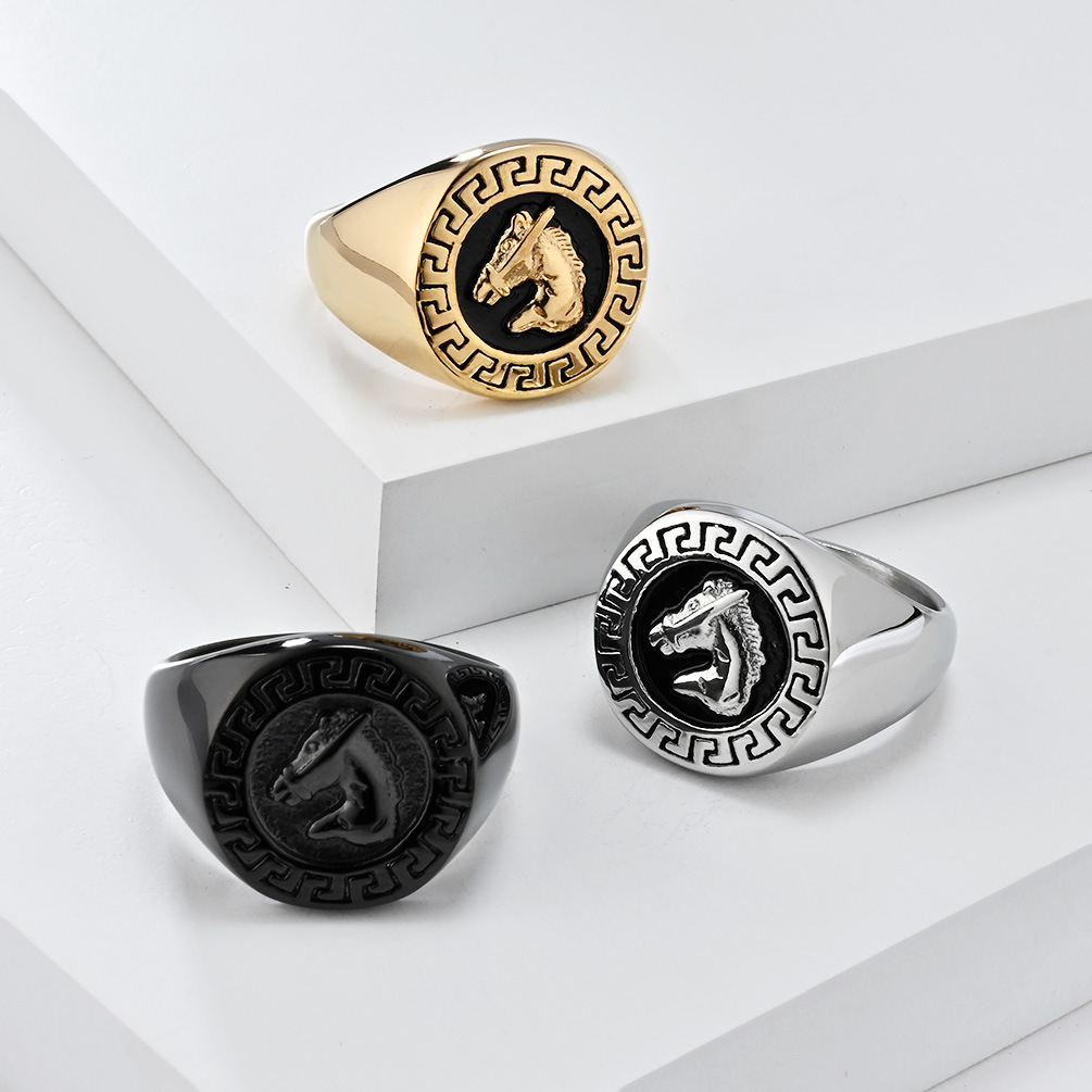 Men's Gender Retro Solid Color 304 Stainless Steel Polishing Men's Rings Men Signet Rings