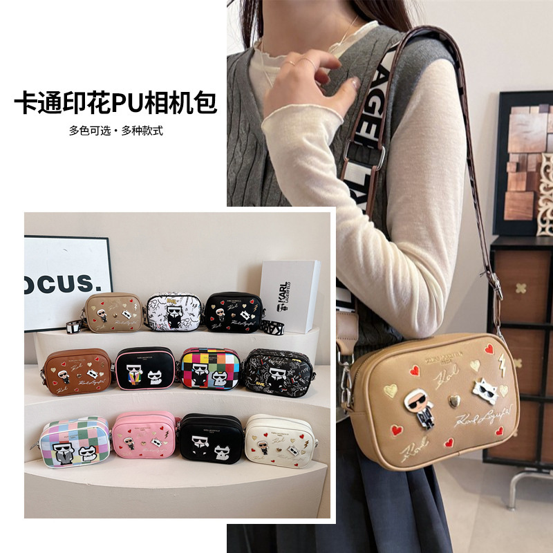Cross-Border Cartoon Print Pu Camera Bag, Multi-Color Fashionable Small Square Bag, Sunglasses, Portrait, Cat, Wide Shoulder Strap, Crossbody Women's Bag Cross-Border Cartoon Print Pu Camera Bag, Multi-Color Fashionable Small Square Bag, Sunglasses, Portrait, Cat, Wide Shoulder Strap, Crossbody Women's Bag