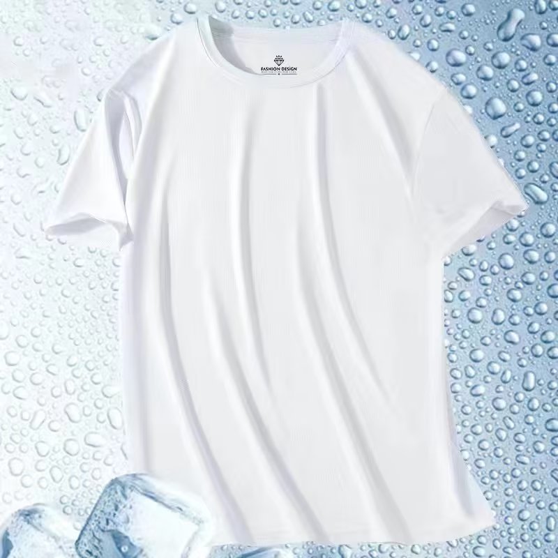 2025 スポーツ Tシャツメンズ半袖 Tシャツアイスシルク吸汗発散性シャツメンズ夏の新しい快適なフィットネスメッシュ速乾性|undefined
