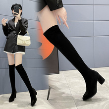 5/7厘米两种跟高长筒过膝靴女款秋冬高跟不掉筒四面弹力一脚蹬显