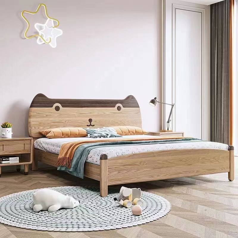 Simple Solid Wood Children's Bed 1.2m Cartoon Boy and Girl Bed 1.5m Double Bed Bedroom Storage High Box Bed