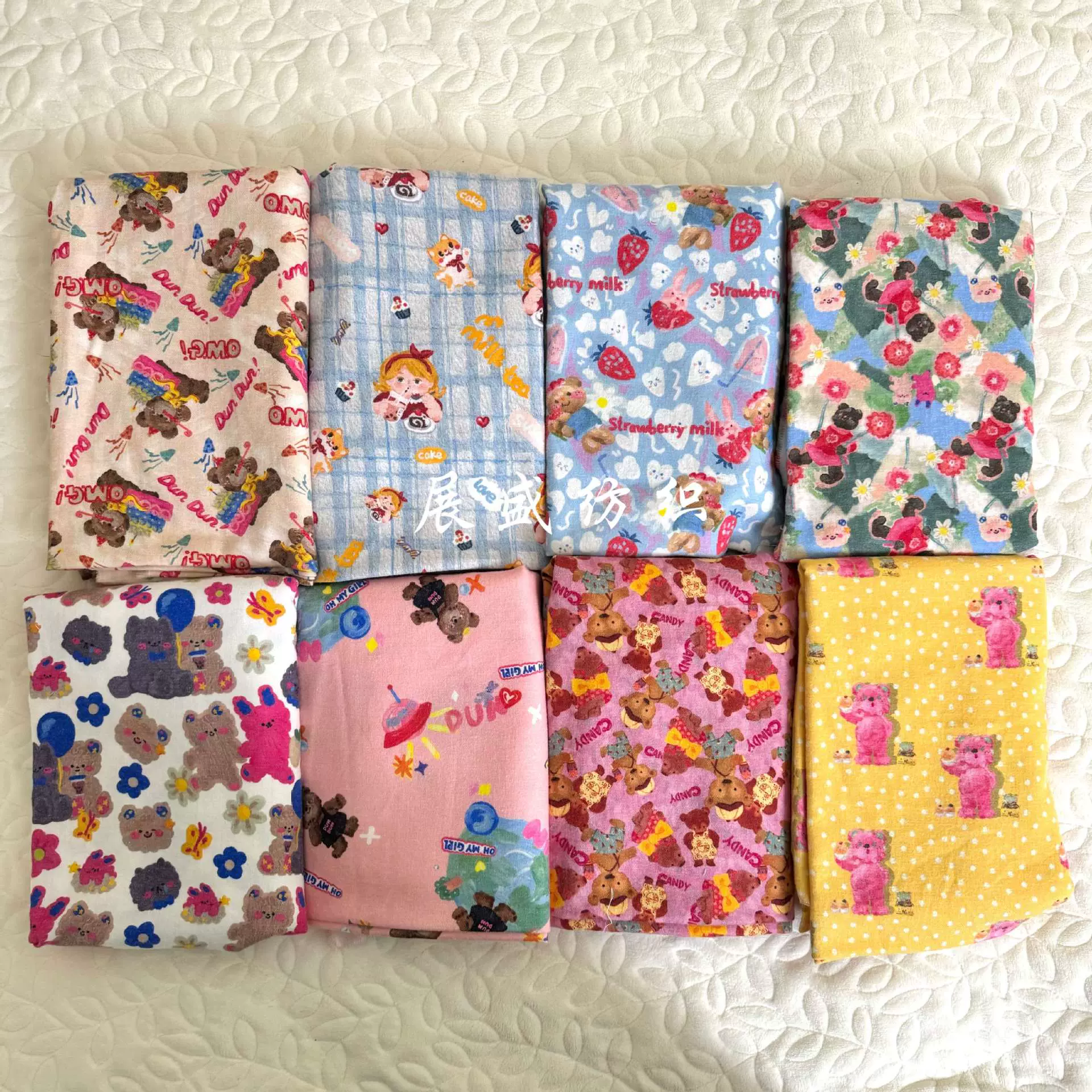 全棉磨毛数码印花面料纯棉ins风可爱卡通布料绒布 童装睡衣家居服