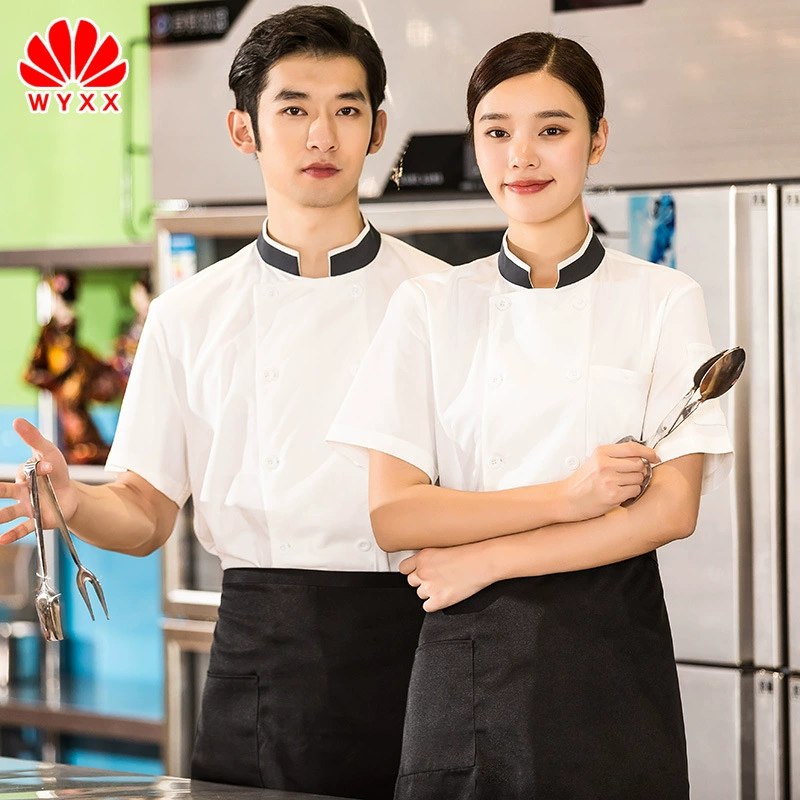 Рабочая одежда шеф-повара Мужская лапша с короткими рукавами Магазин тортов Кейтеринг Кухня Дышащая одежда с короткими рукавами Весенняя и летняя одежда шеф-повара Женская