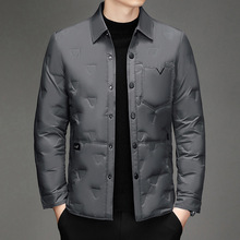 轻薄羽绒服男短款2025冬季新款休闲衬衫式翻领白鸭绒外套冬装