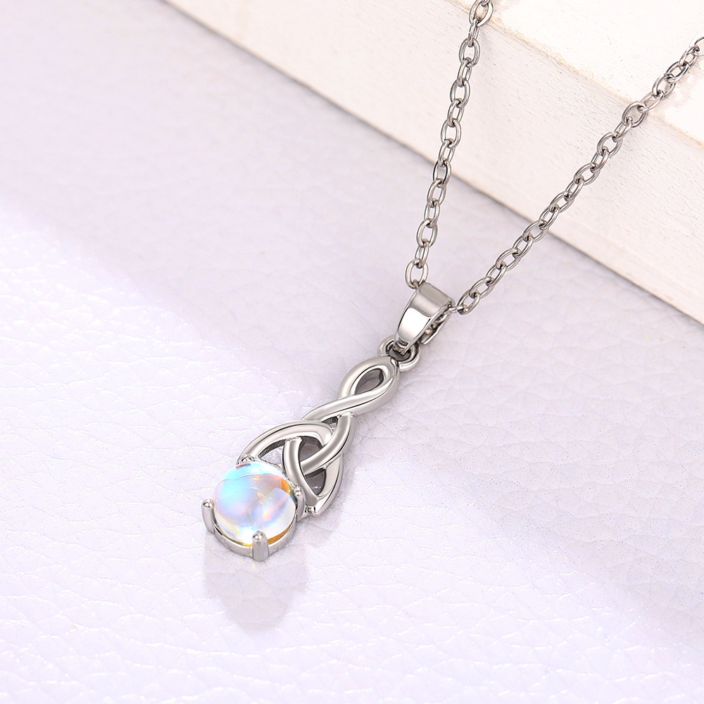 Moonlight Stone Necklace Set With Triangle Twisted Earrings_voghion.com