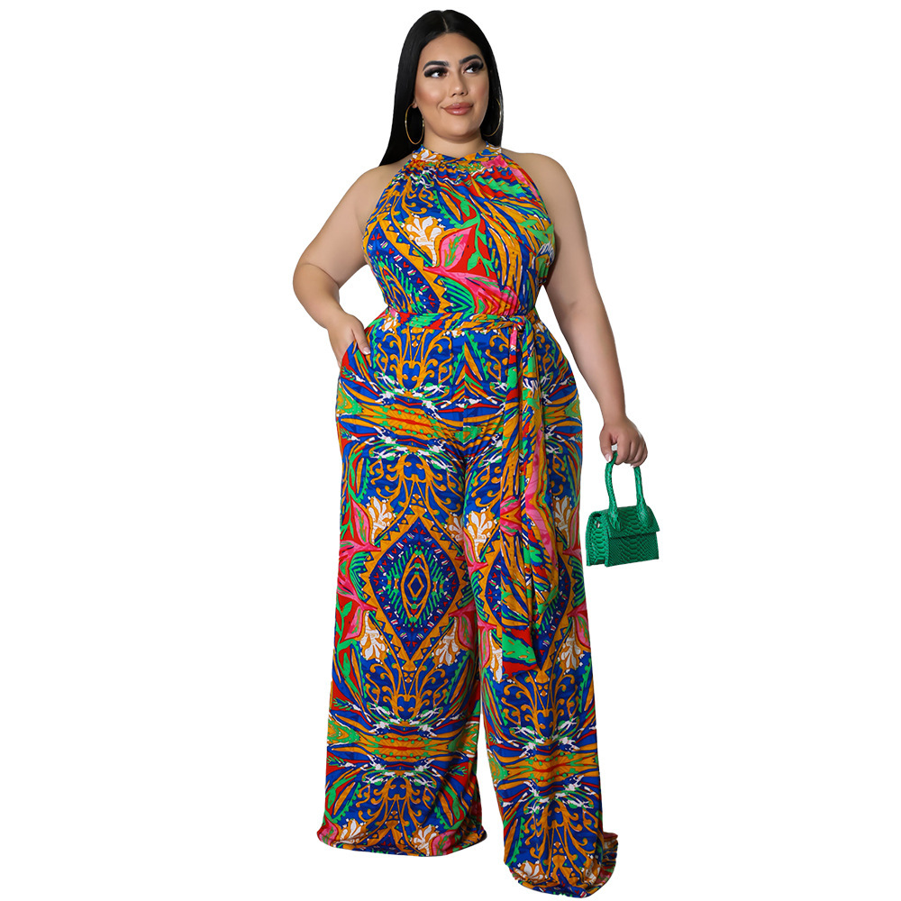 Women's Daily Vintage Style Color Block Full Length Printing Jumpsuits display picture 7