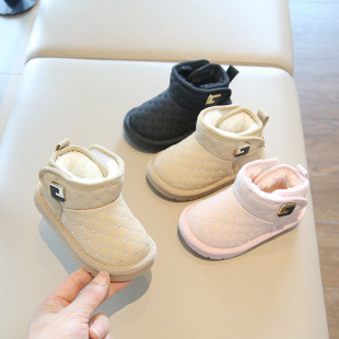 Winter cotton shoes soft-soled snowshoes warm non-slip baby shoes fleece-lined snow boots 1-5 years old women's short boots cotton