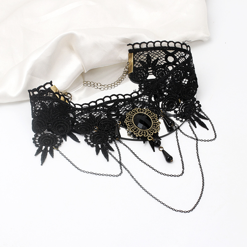 25g Weight Necklace Classification Fashion Black Lace Retro Necklace Black Diamond Necklace