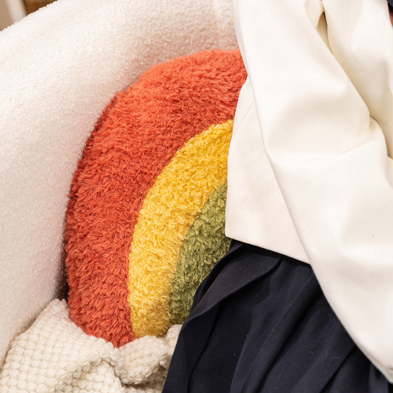 Arco iris luna sol estrellas almohada lindo sofá cojín regalo juguetes de peluche emoticona divertida al por mayor