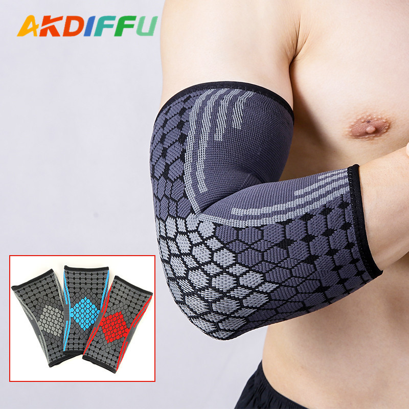 Almohadillas de codo de punto fino de verano almohadillas de codo respirables presurizadas bádminton fitness protección codo deportes coderas fabricante