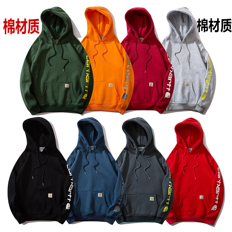 Amazon Hot Cross-border European and American Fashion Brand carhartt New Men's and Women's fleece-lined Sweater Cotton Material Loose Hoodie