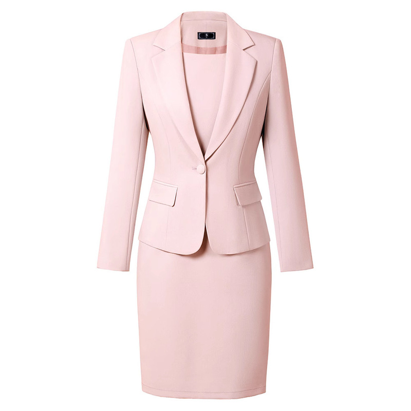 High-grade coat dress goddess pink business suit suit dress spring and autumn temperament two-piece host