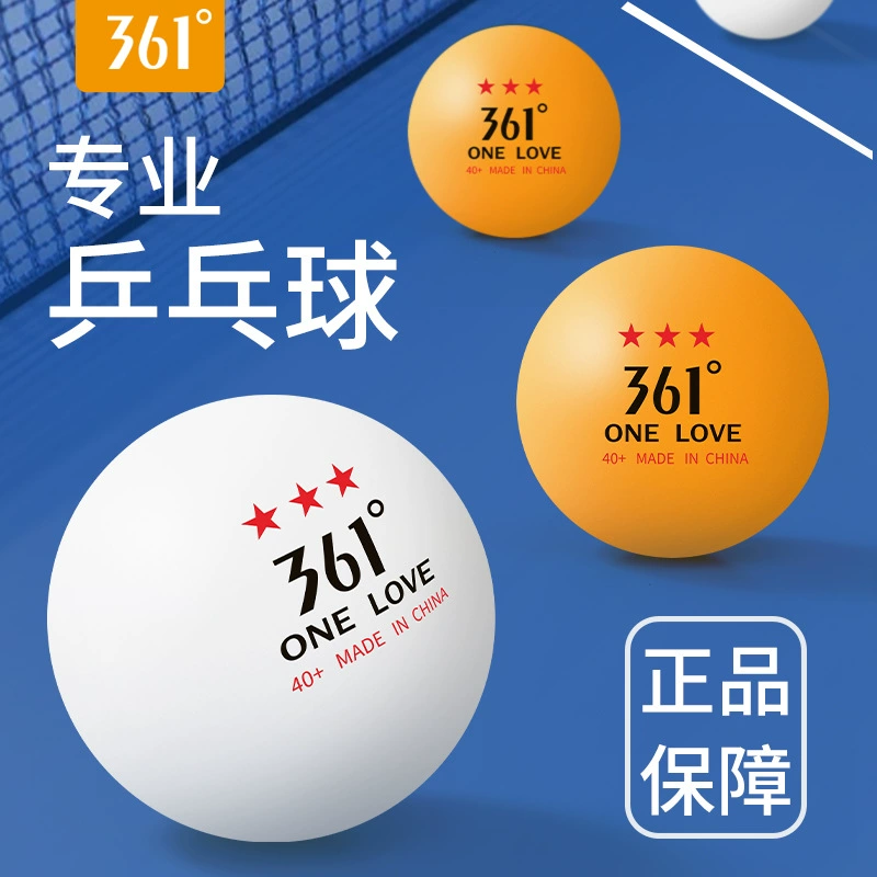 Table tennis ball (361°) 3‑star competition, 40+ mm, pack 30/50/60, white or yellow