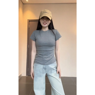 Plus Size Fat Girl Round Neck T-Shirt Short-Sleeved Bottoming Wear 2025 Spring and Summer New Color Inner Classic Top