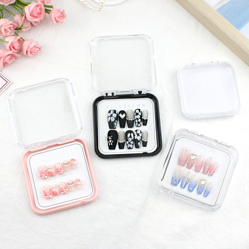 Transparent nail box wearing nail box nail storage box high-tech alec badge jewelry packaging box