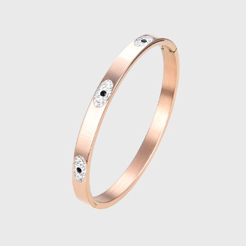 1 Piece Quantity Lady Eye Stainless Steel Zircon Bangle In Bulk