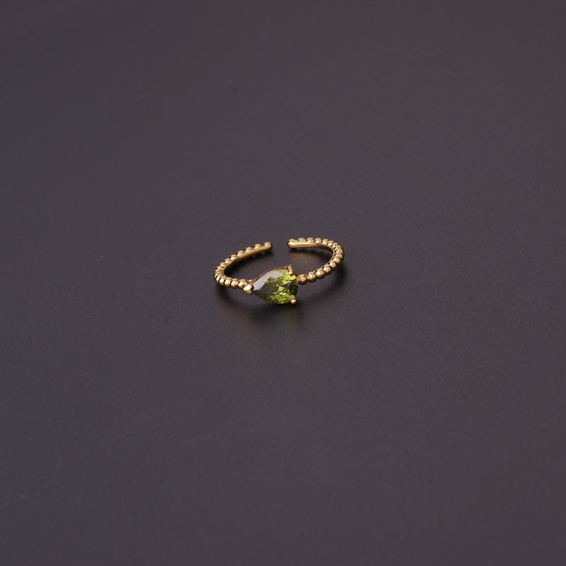 Fashion Water Droplets Copper Plating Inlay Zircon Open Ring 1 Piece