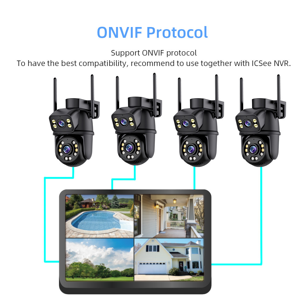 ICSEE 8MP WiFi NVR Kamerasatz mit PTZ, Dual Lens, 8-Kanal