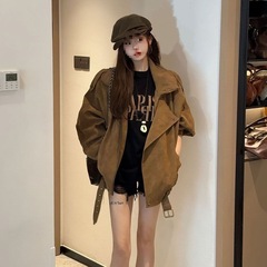 麂皮绒外套女春秋季新款早秋薄外套巨好看的短款夹克初秋休闲