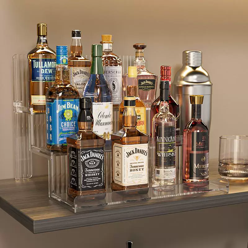 ⇓Wine cabinet multi-layer storage rack wine rack display rack step-type acrylic desktop bar mini wine storage